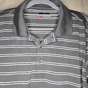 Grand Slam Mens XL Performance Golf Polo Shirt Gray Striped Athletic